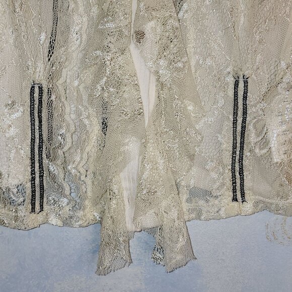 FREE PEOPLE Long Sleeve Lace Blouse with Ruffle Front Button - Picture 6 of 10